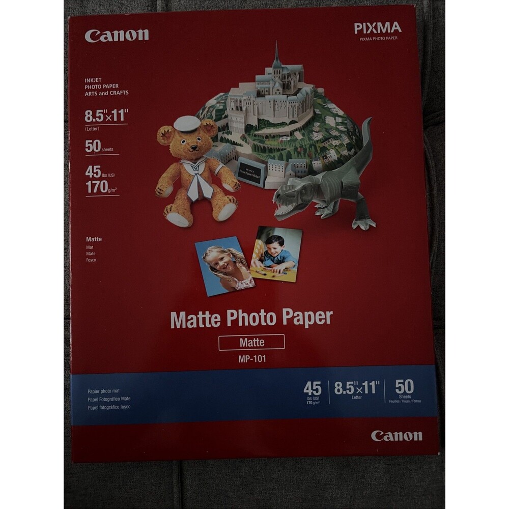 Canon PIXMA Matte Photo Paper, MP-101, 8.5x11 50 Sheets, 45lb Inkjet, NEW